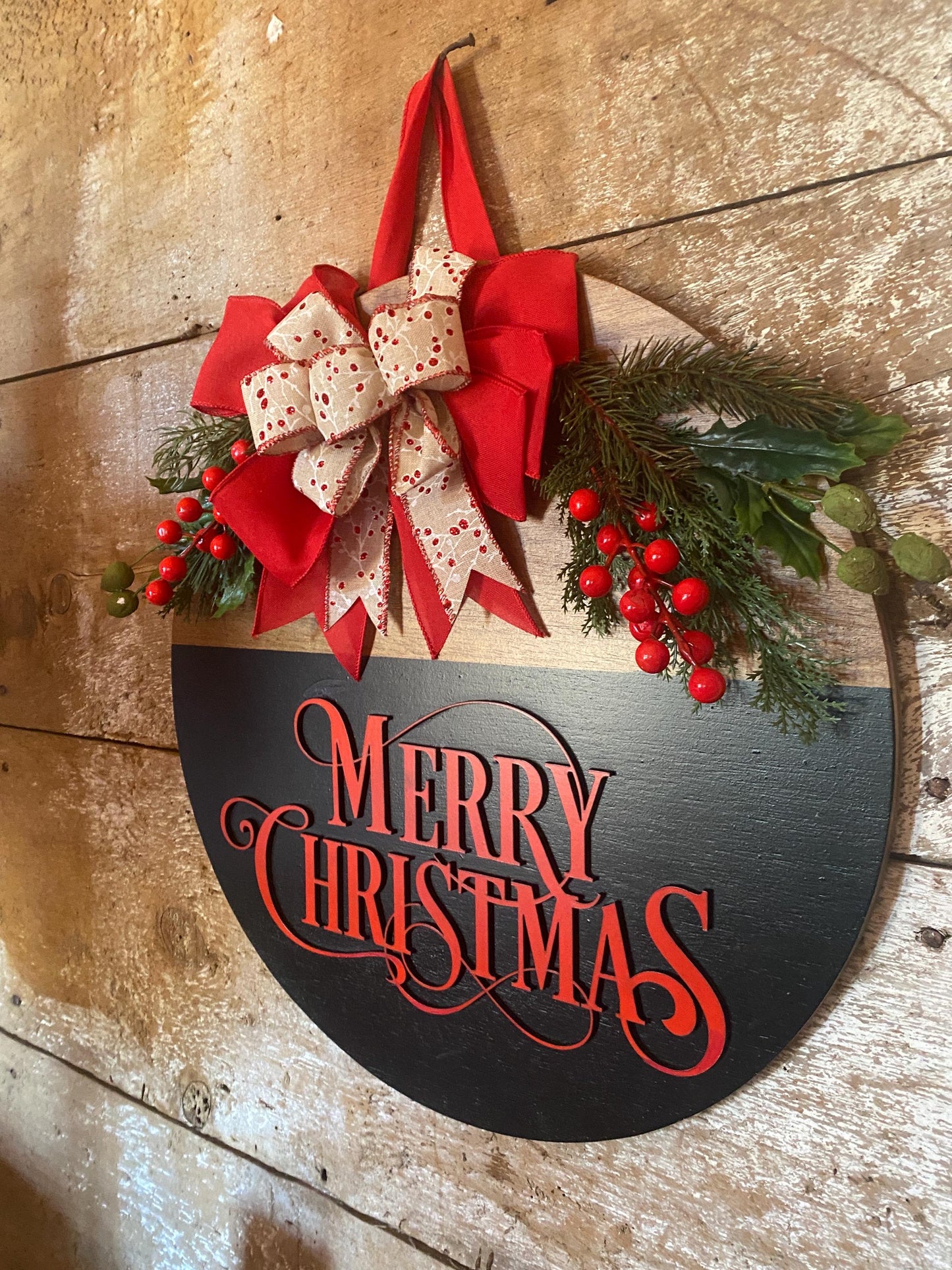 Christmas Wooden Sign, Merry Christmas Sign, Christmas Door Hanger, Merry Christmas Door Hanger
