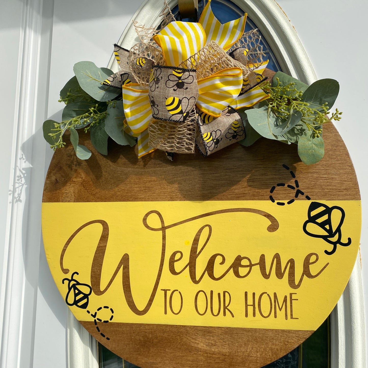 Welcome to Our Home Door Hanger, Spring Door Hanger, Summer Door Hanger, Bee Door Hanger