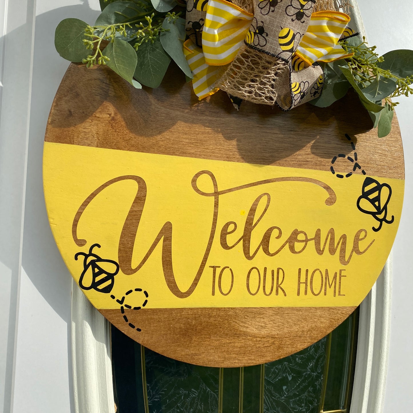 Welcome to Our Home Door Hanger, Spring Door Hanger, Summer Door Hanger, Bee Door Hanger