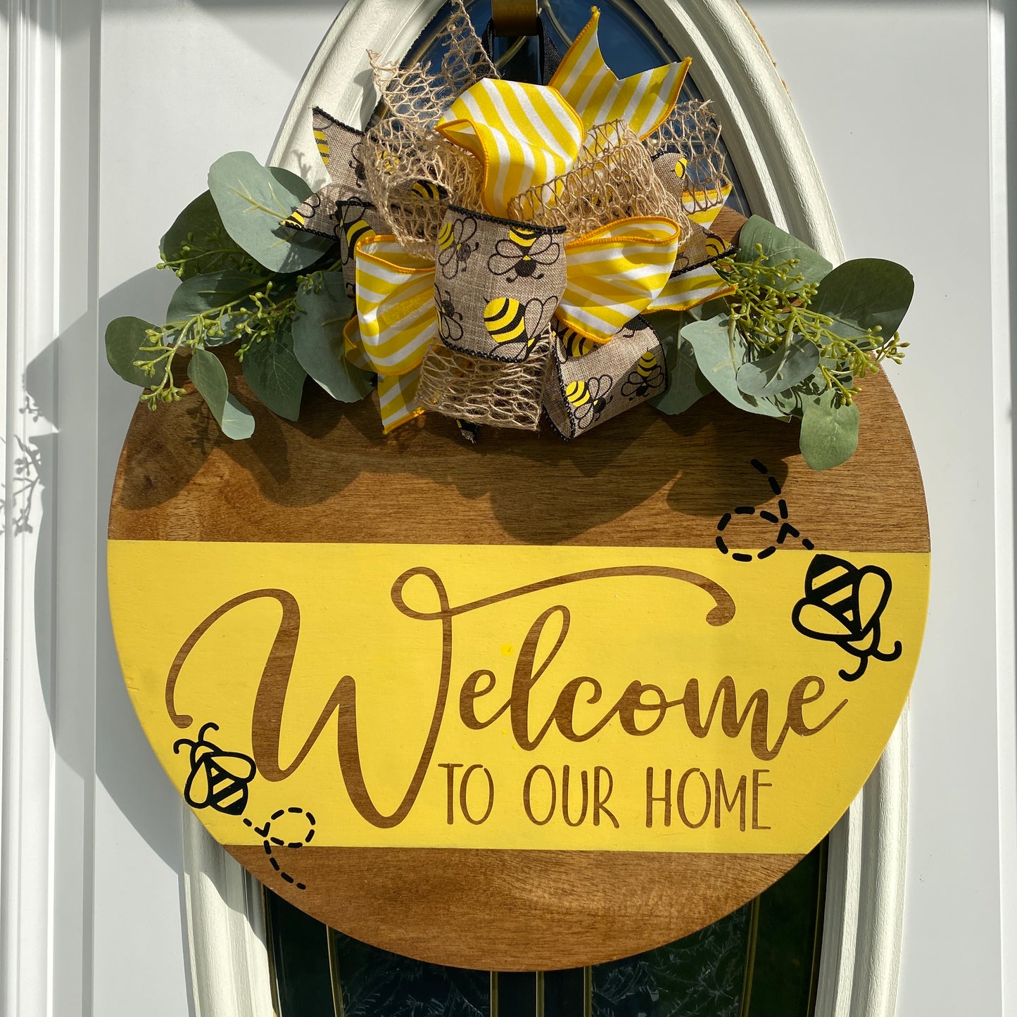 Welcome to Our Home Door Hanger, Spring Door Hanger, Summer Door Hanger, Bee Door Hanger