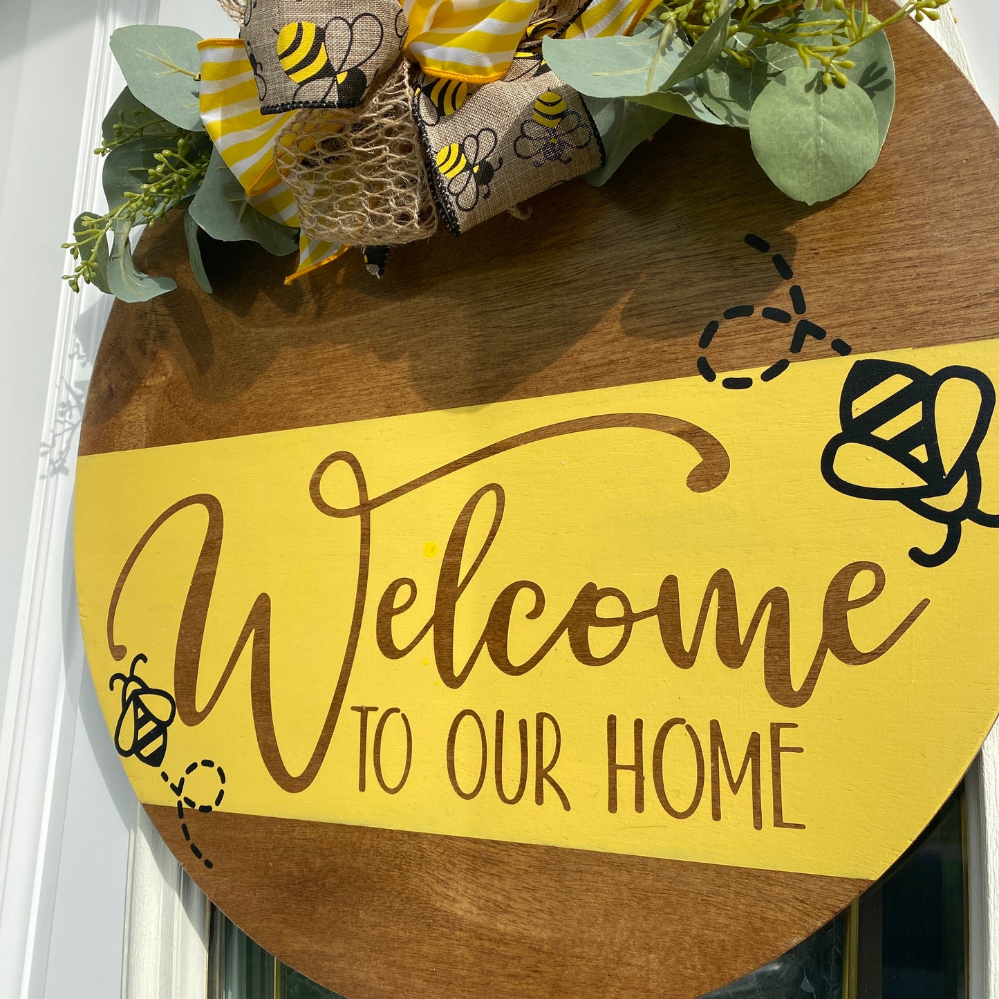 Welcome to Our Home Door Hanger, Spring Door Hanger, Summer Door Hanger, Bee Door Hanger