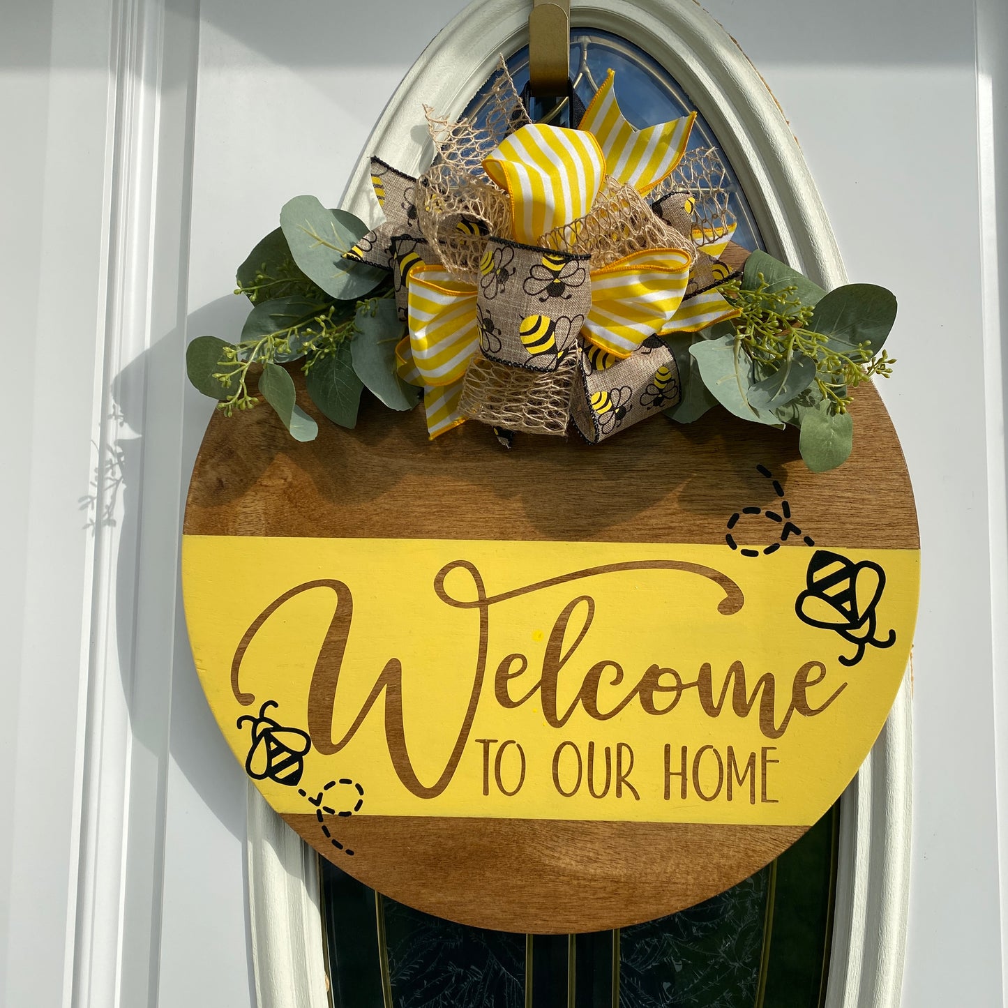 Welcome to Our Home Door Hanger, Spring Door Hanger, Summer Door Hanger, Bee Door Hanger