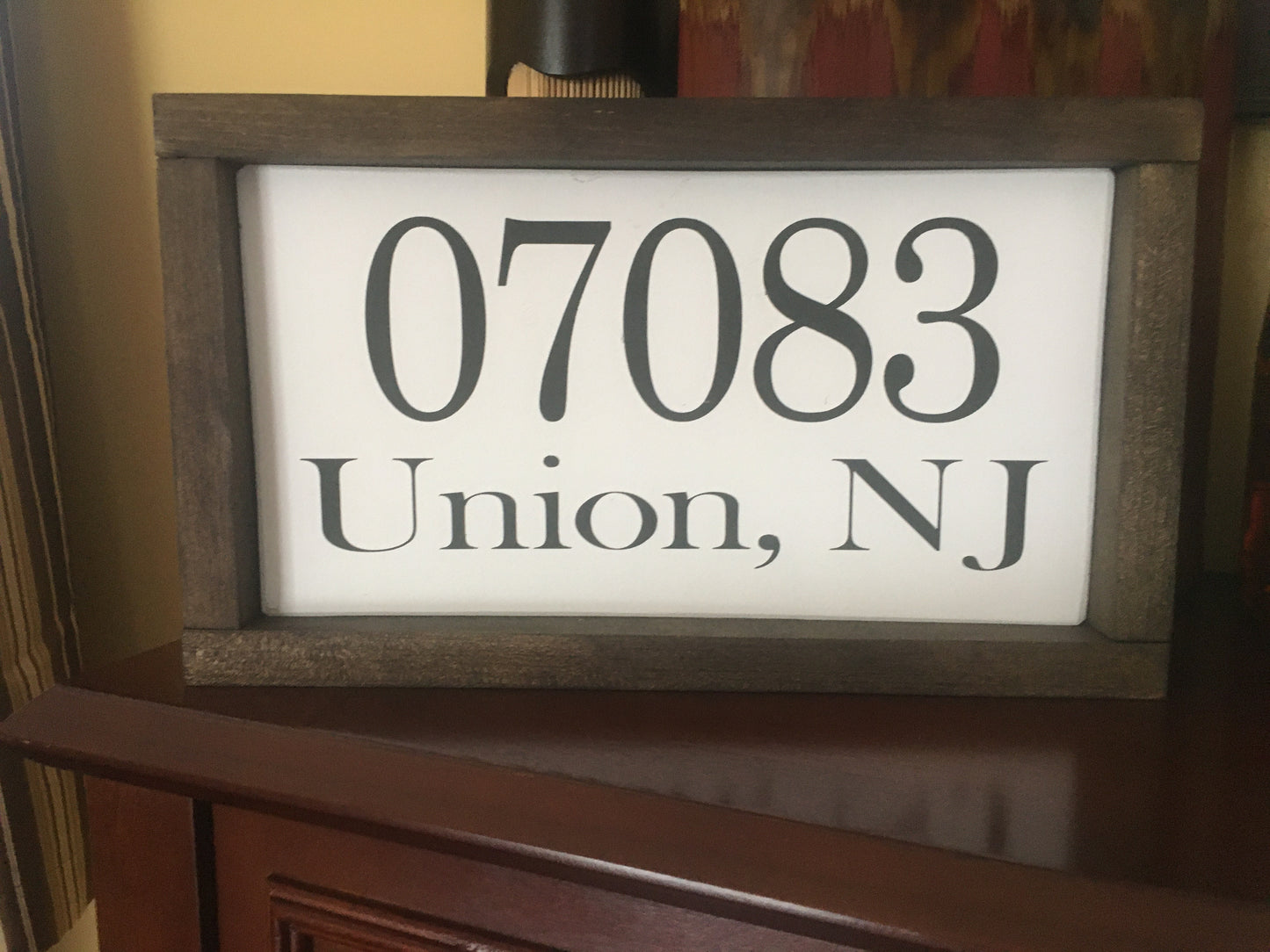 Framed zip code sign, wood zip code town sign | Graceful Creations by Graciela