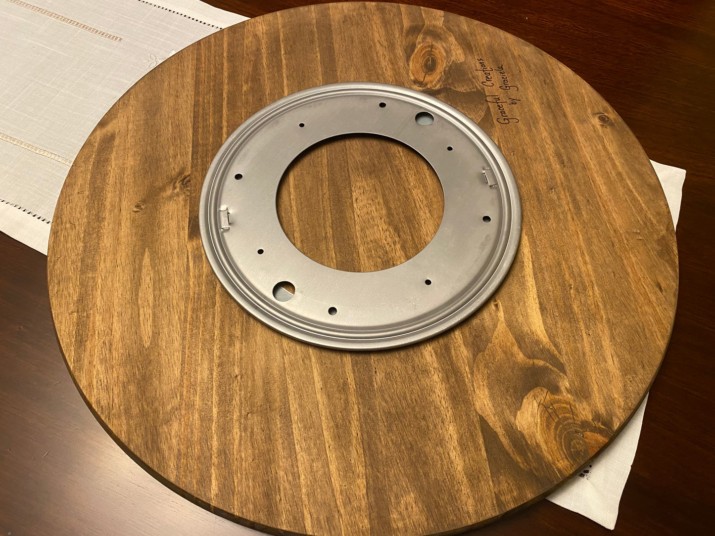 Eat-Drink-Enjoy Wooden Round, Kitchen Lazy Susan | Graceful Creations by Graciela