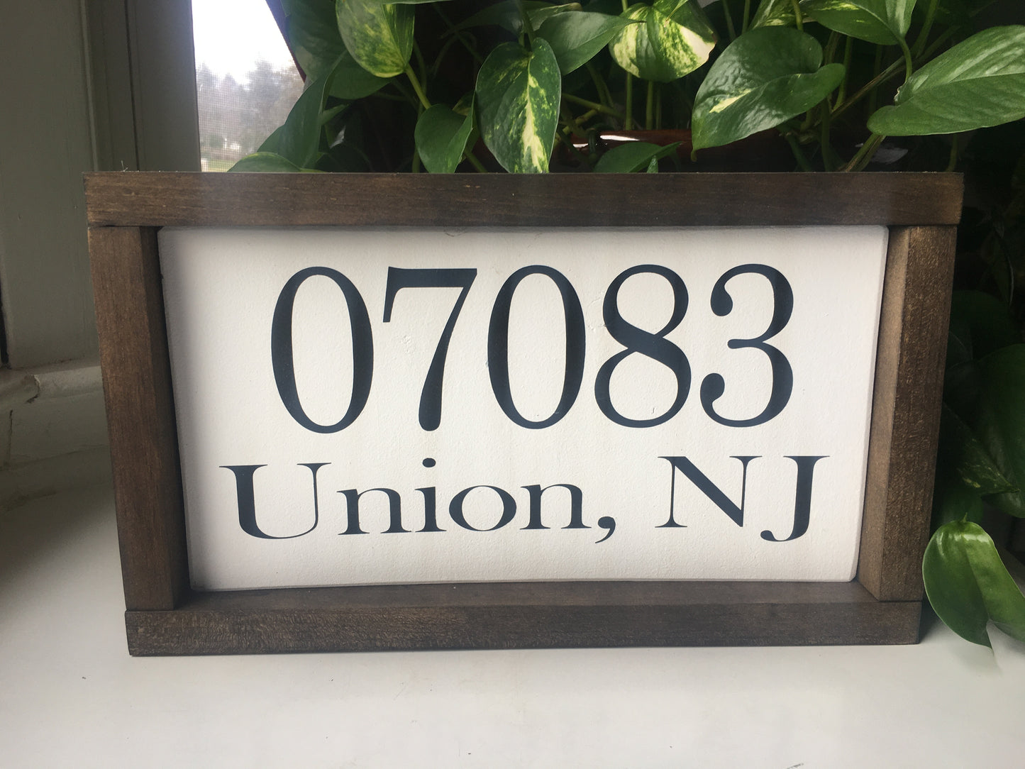 Framed zip code sign, wood zip code town sign | Graceful Creations by Graciela