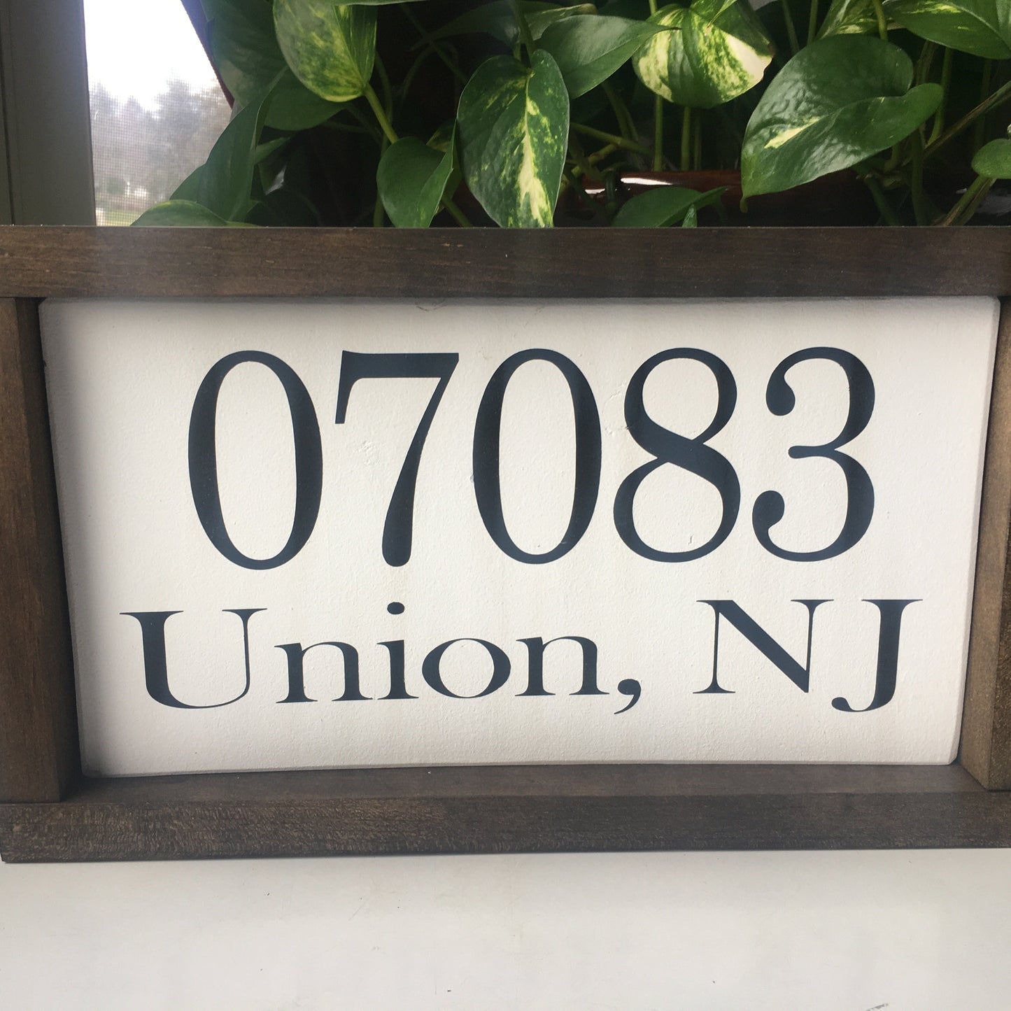 Framed zip code sign, wood zip code town sign | Graceful Creations by Graciela