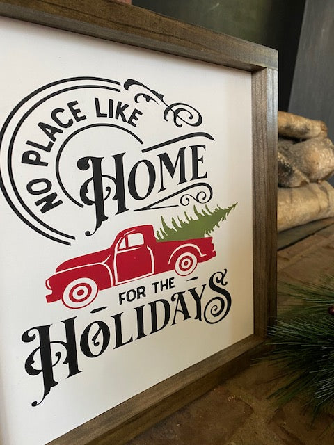 Christmas Sign, Christmas Red Truck Sign, Christmas Decorations, Christmas Home for the Holidays Sign