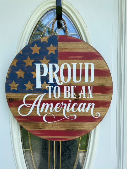 Patriotic Door Hanger | 4th of July Sign | American Door Hanger