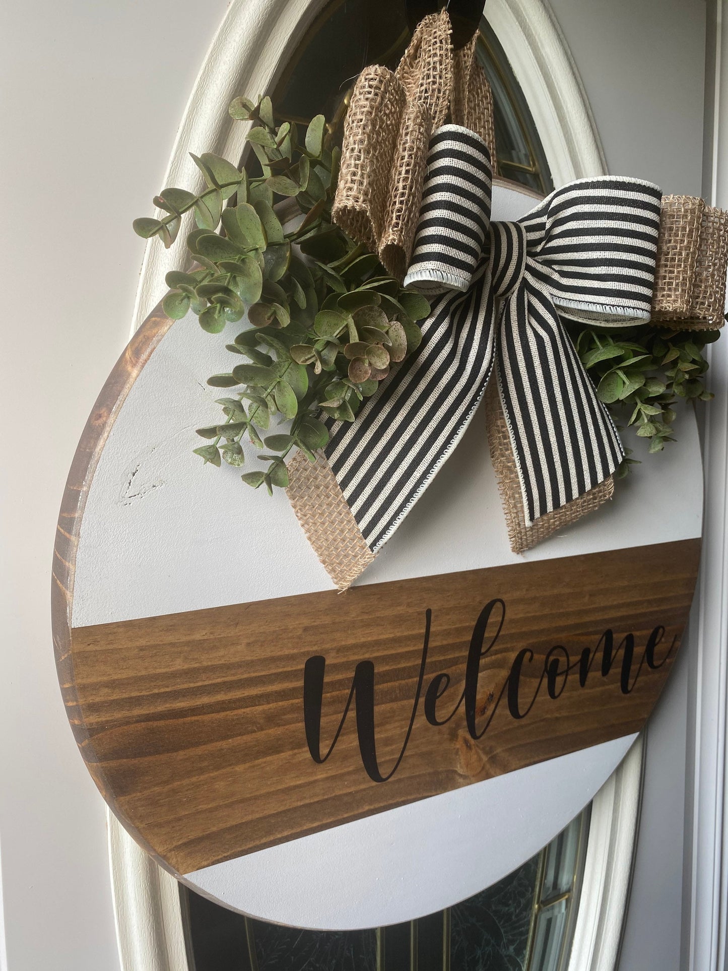 Round Welcome Door Sign, Welcome Door Hanger, Round Wooden Sign