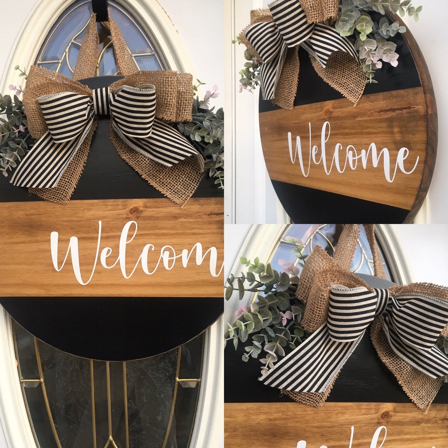 Round Welcome Door Sign, Welcome Door Hanger, Round Wooden Sign