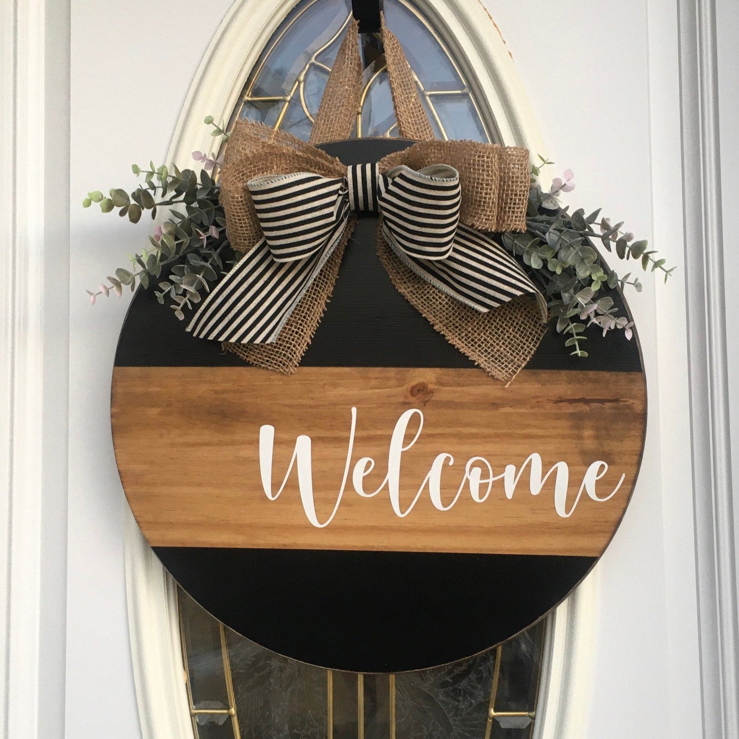 Round Welcome Door Sign, Welcome Door Hanger, Round Wooden Sign
