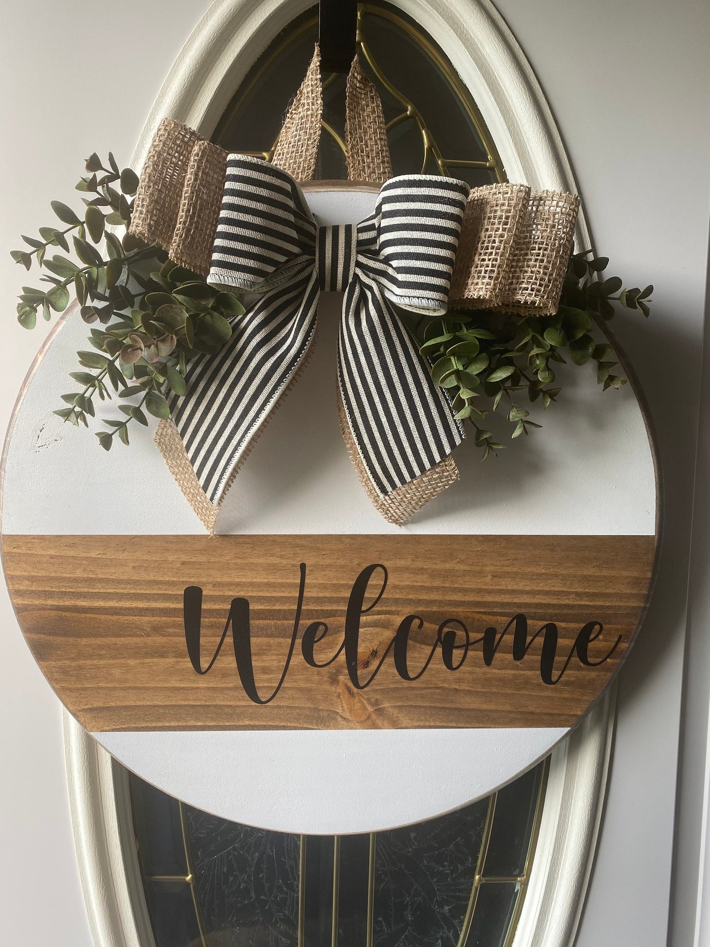 Round Welcome Door Sign, Welcome Door Hanger, Round Wooden Sign