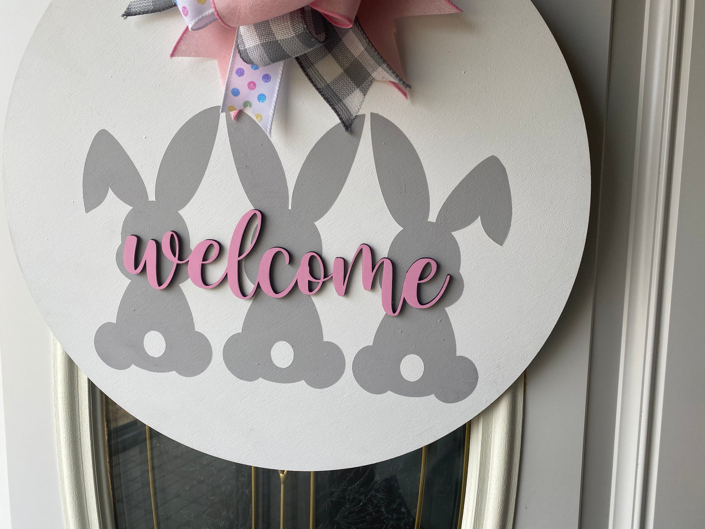 Welcome Easter Door Hanger | Spring Door Hanger | Bunny Door Hanger | Home Decor | Welcome Door Hanger