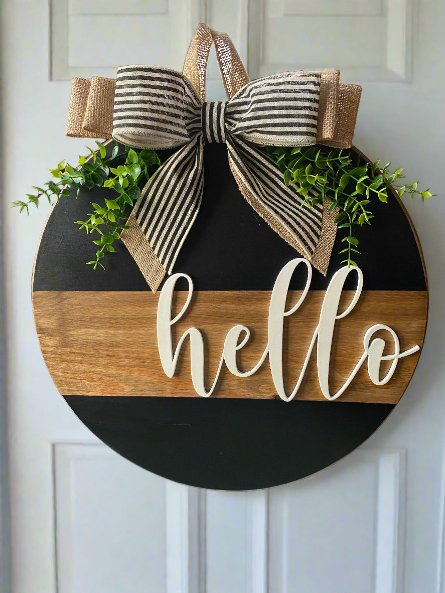 Hello Door Hanger, Hello Sign with 3-D letters| Graceful Creations by Graciela