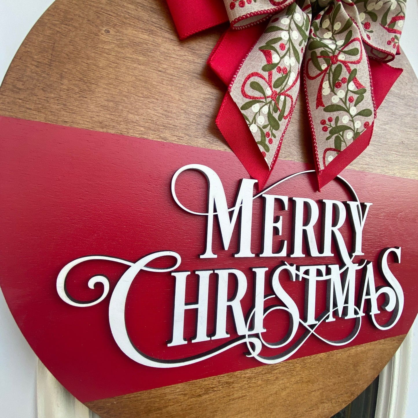 Merry Christmas Round Wood Door Hanger, Merry Christmas Sign, Christmas Decor, Christmas Wreath