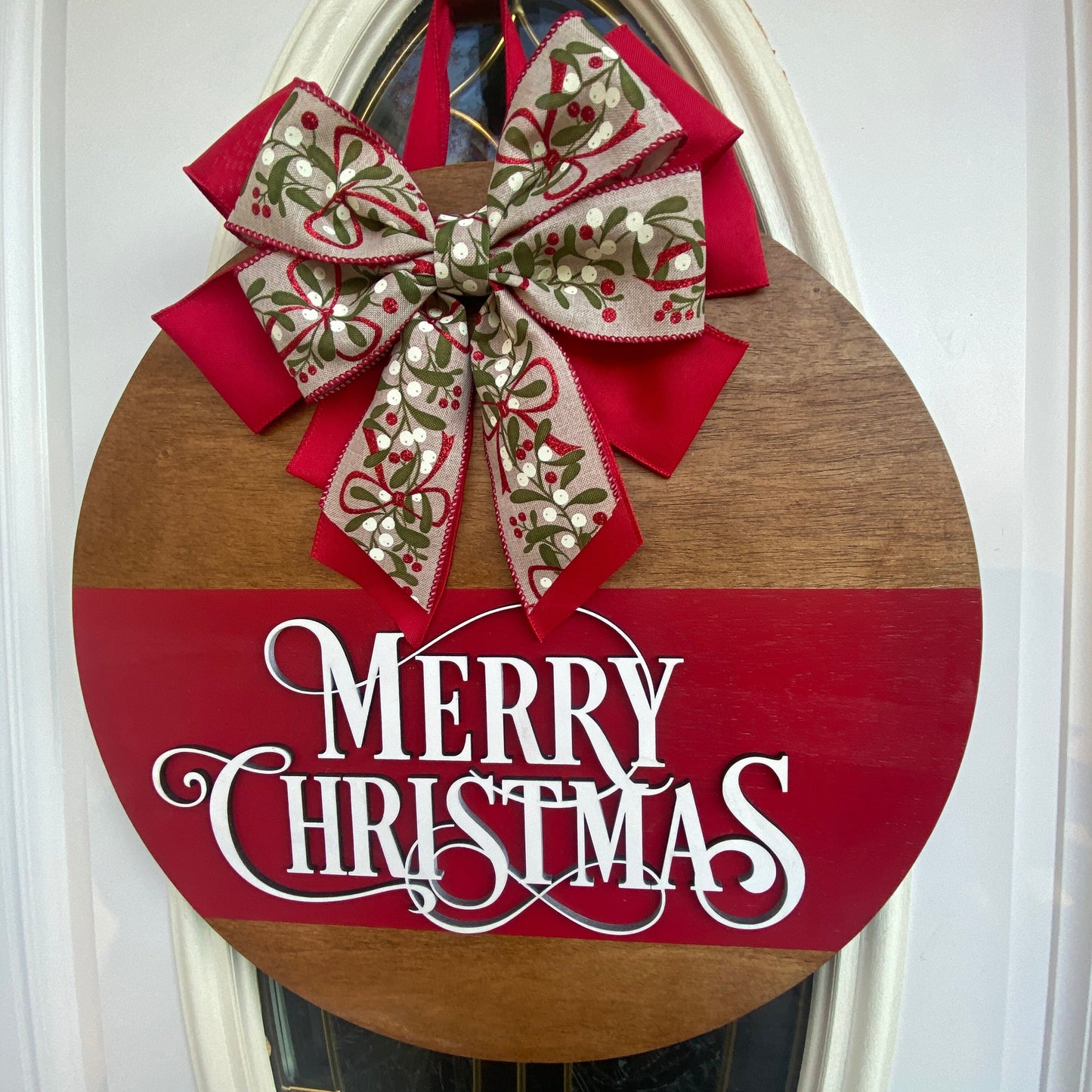 Merry Christmas Round Wood Door Hanger, Merry Christmas Sign, Christmas Decor, Christmas Wreath