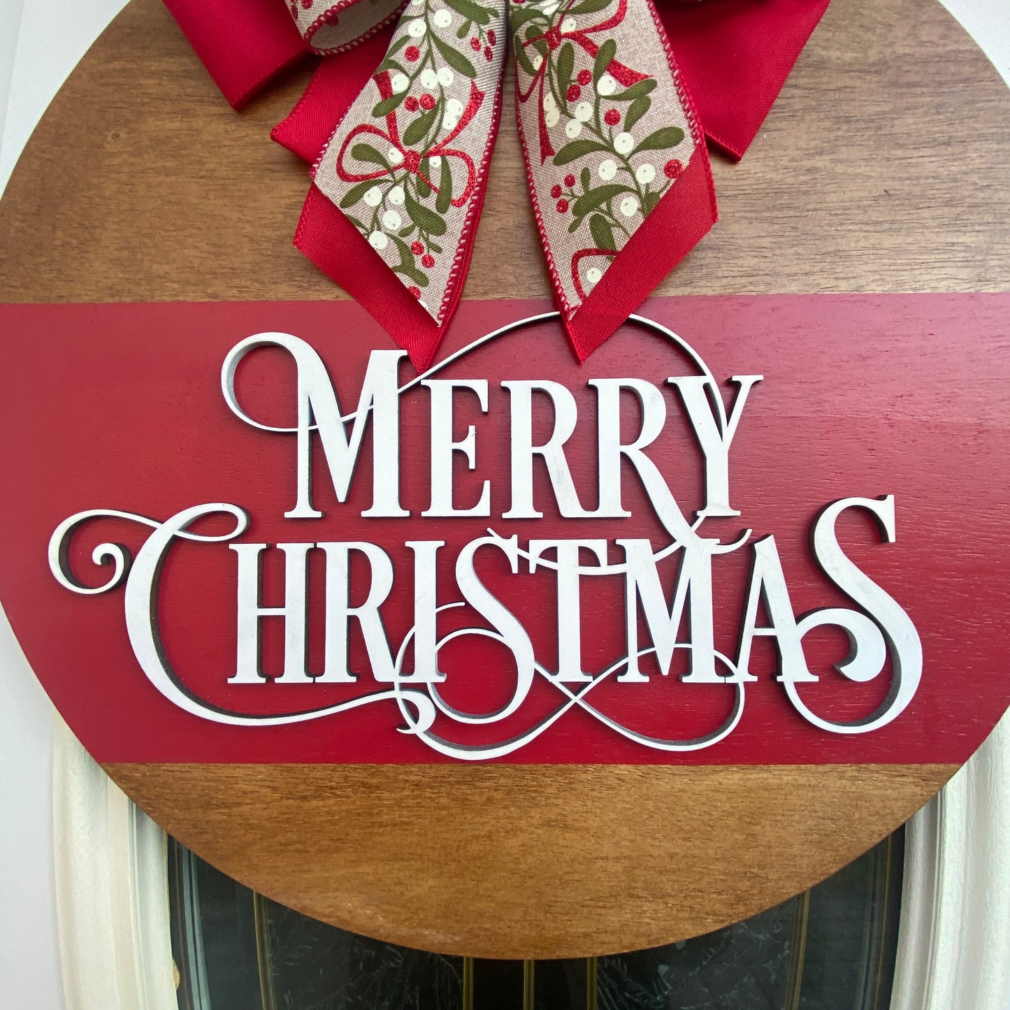 Merry Christmas Round Wood Door Hanger, Merry Christmas Sign, Christmas Decor, Christmas Wreath