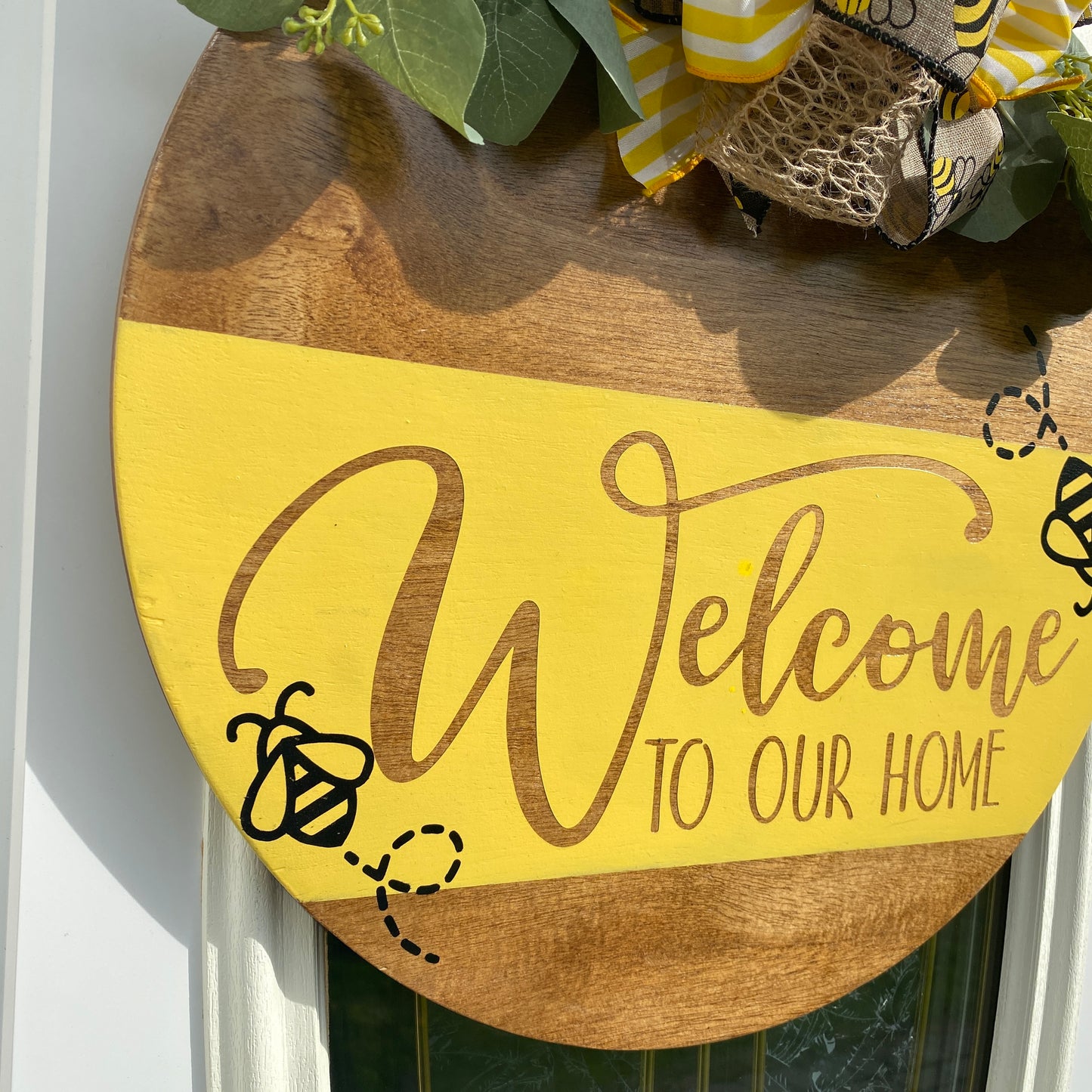 Welcome to Our Home Door Hanger, Spring Door Hanger, Summer Door Hanger, Bee Door Hanger