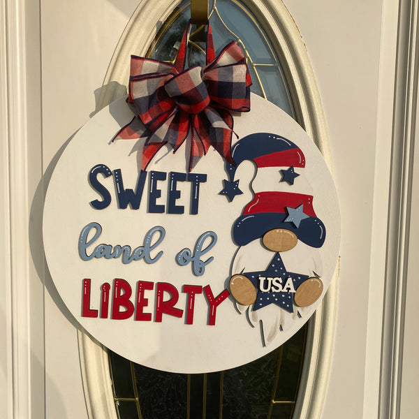 Patriotic Door Hanger, Memorial Day Door Hanger, Fourth of July Door Hanger, Gnome Door Hanger