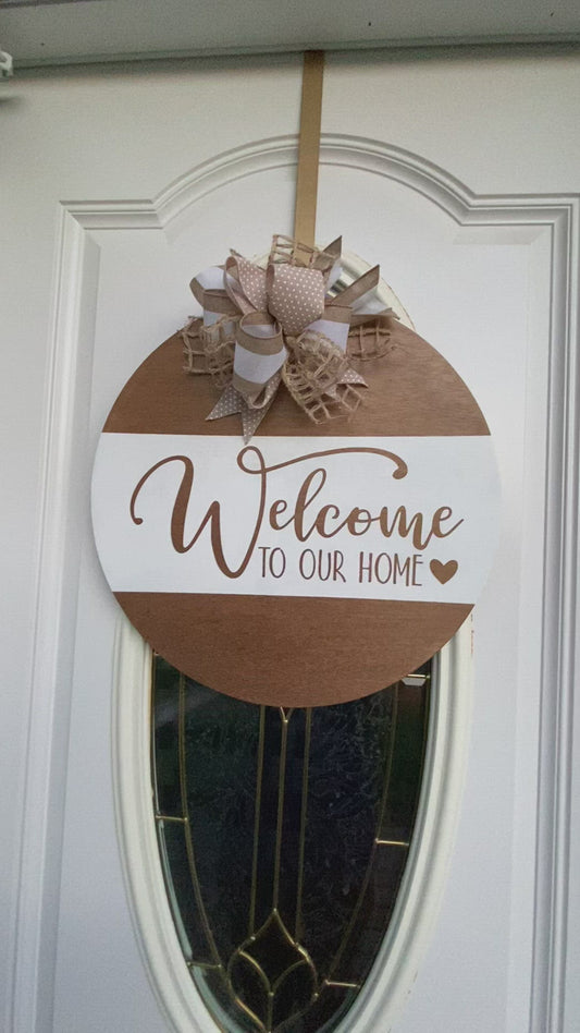 Welcome Door Hanger, Welcome to our Home Door Sign | Graceful Creations by Graciela