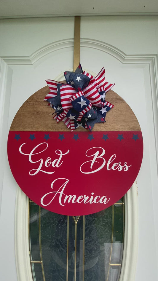 Patriotic Door Hanger | 4th of July Sign | American Door Hanger