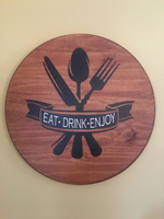Eat-Drink-Enjoy Wooden Round, Kitchen Lazy Susan | Graceful Creations by Graciela