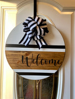 Striped Welcome Door Hanger Sign, Welcome Sign | Graceful Creations by Graciela