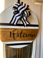 Striped Welcome Door Hanger Sign, Welcome Sign | Graceful Creations by Graciela