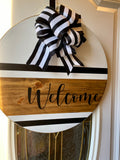 Striped Welcome Door Hanger Sign, Welcome Sign | Graceful Creations by Graciela