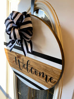 Striped Welcome Door Hanger Sign, Welcome Sign | Graceful Creations by Graciela