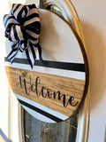 Striped Welcome Door Hanger Sign, Welcome Sign | Graceful Creations by Graciela