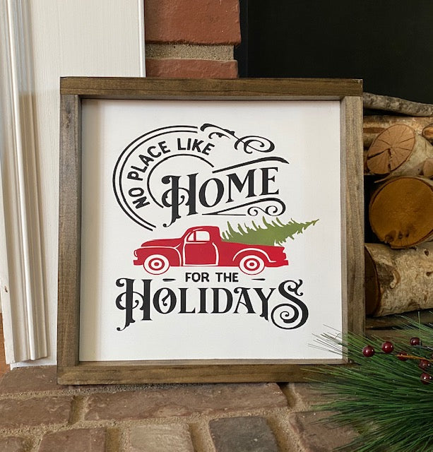 Christmas Sign, Christmas Red Truck Sign, Christmas Decorations, Christmas Home for the Holidays Sign