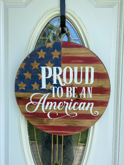 Patriotic Door Hanger | 4th of July Sign | American Door Hanger
