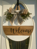 Round Welcome Door Sign, Welcome Door Hanger, Round Wooden Sign