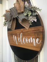 Round Welcome Door Sign, Welcome Door Hanger, Round Wooden Sign