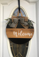 Round Welcome Door Sign, Welcome Door Hanger, Round Wooden Sign