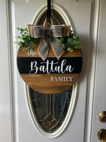 Last Name Sign, Last Name Door Sign, Round Family Name Sign, Last Name Door Hanger, Round Wooden Sign, Closing Gift Sign, Farmhouse Decor