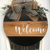 Round Welcome Door Sign, Welcome Door Hanger, Round Wooden Sign