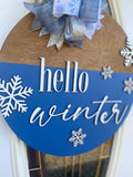 Winter Wooden Sign,  Hello Winter Sign, Hello Winter Door Hanger, Hello Winter Door Decor