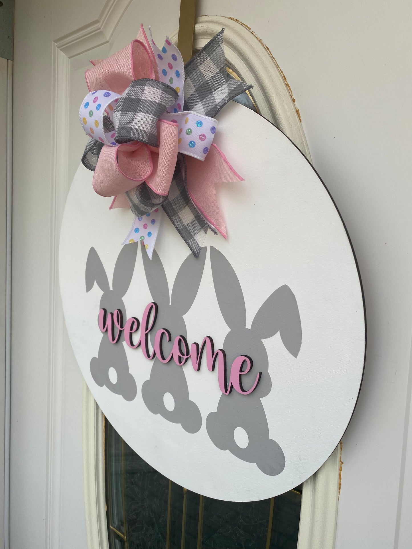 Welcome Easter Door Hanger | Spring Door Hanger | Bunny Door Hanger | Home Decor | Welcome Door Hanger