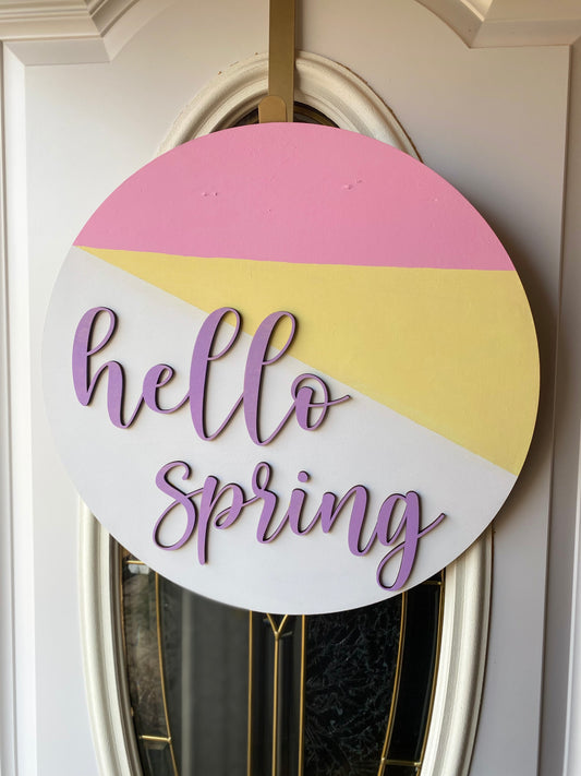 Hello Spring Door Hanger | Spring Door Hanger | Bunny Door Hanger | Home Decor | Welcome Door Hanger