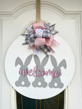 Welcome Easter Door Hanger | Spring Door Hanger | Bunny Door Hanger | Home Decor | Welcome Door Hanger