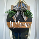 Round Welcome Door Sign, 3-D Welcome Door Hanger, Round Wooden Sign