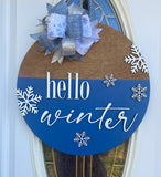 Winter Wooden Sign,  Hello Winter Sign, Hello Winter Door Hanger, Hello Winter Door Decor