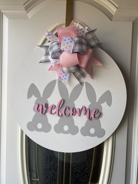 Welcome Easter Door Hanger | Spring Door Hanger | Bunny Door Hanger | Home Decor | Welcome Door Hanger